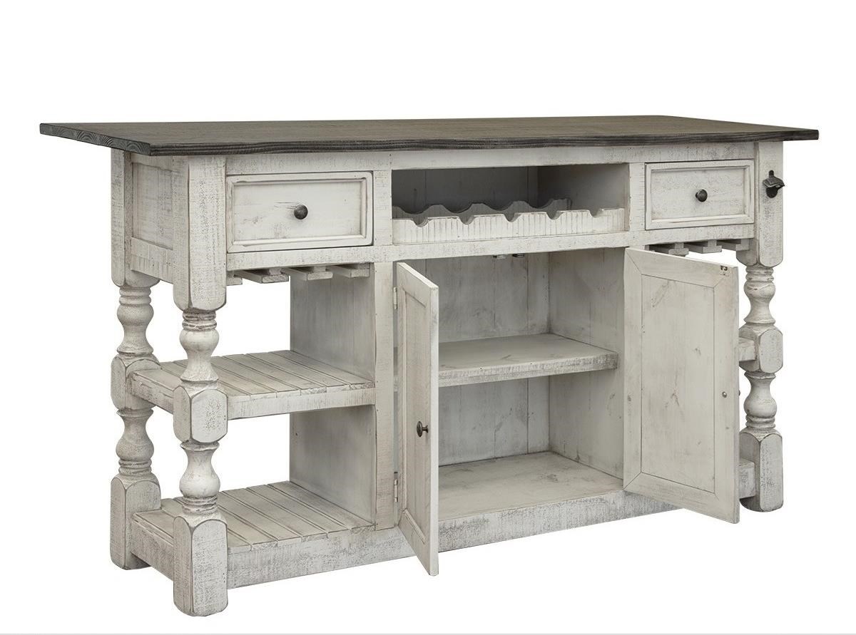 International Furniture Direct Stone Relaxed Vintage Bar with 2 Drawers and 2 Doors Belfort